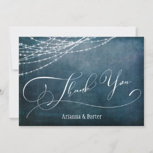 Modern Elegant Type & Lights Teal Vintage Grunge Thank You Card