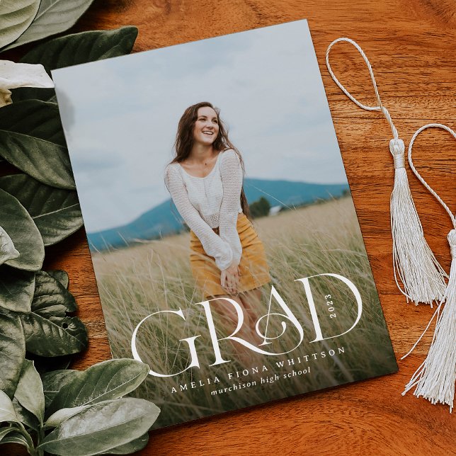Modern Elegant Type Overlay Two Photo Graduation Invitation (Creator Uploaded)