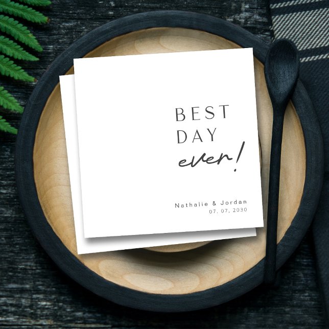 Modern & Elegant Typography Best Day Ever Wedding Napkin (Modern & Elegant Typography Best Day Ever Wedding Napkins)