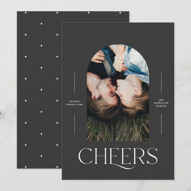 Modern elegant typography black 1 photo Christmas (Front/Back)