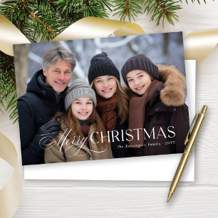 Modern Elegant Typography Christmas Holiday Photo Card