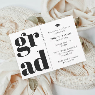 Modern Elegant Typography Graduation Invitation