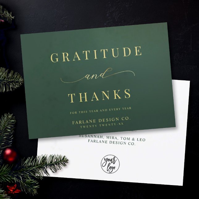 Modern Elegant Typography Gratitude Business Logo Holiday Card (Creator Uploaded)