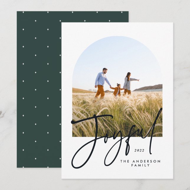 Modern elegant typography green 1 photo Christmas (Front/Back)