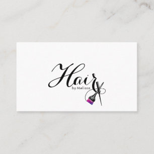 Modern Elegant Typography Hair By Name White Business Card
