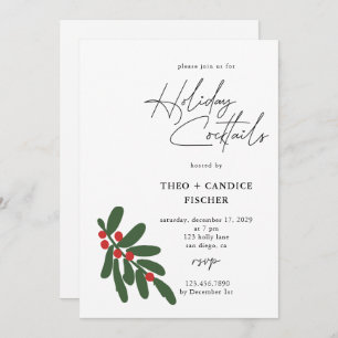 Modern Elegant Typography Holiday Cocktails Invitation