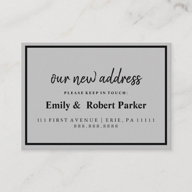 Modern Elegant Typography New Address Enclosure Card (Front)