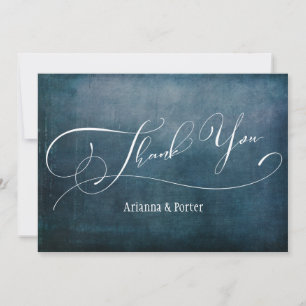 Modern Elegant Typography over Teal Vintage Grunge Thank You Card