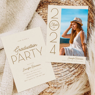Modern Elegant Typography Photo Graduation Party Invitation