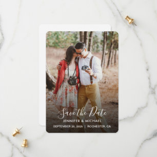 Modern elegant typography photo Save the Date card
