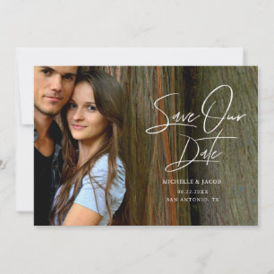 Modern Elegant Typography Photo Save The Date Card