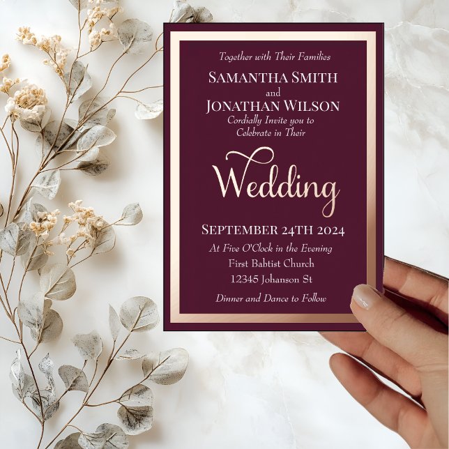 Modern Elegant Typography Purple Rose Gold Wedding (Creator Uploaded)