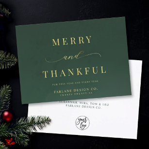 Modern Elegant Typography Thankful Business Logo Holiday Card