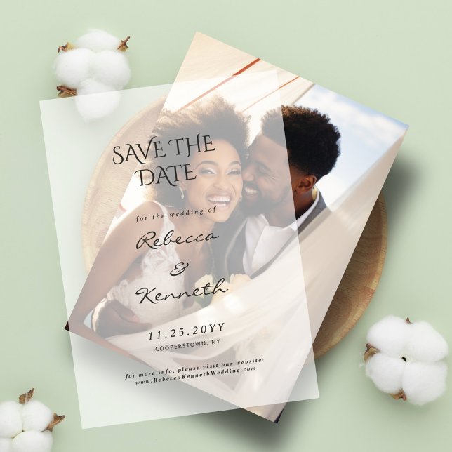 Modern Elegant Typography Wedding Save The Date Vellum Invitations (Creator Uploaded)