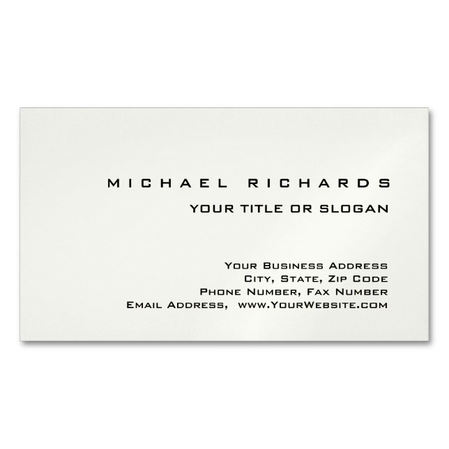 Modern Elegant Unique Plain  Magnetic Business Card (Front)