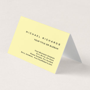 Modern Elegant Unique Plain Yellow Blue Business Card