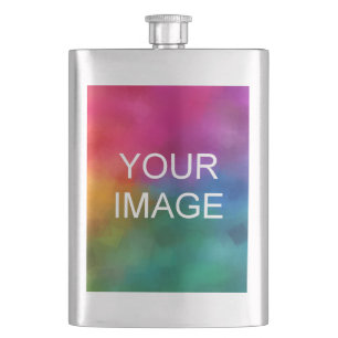 Modern Elegant Upload Your Image Photo Or Logo Hip Flask