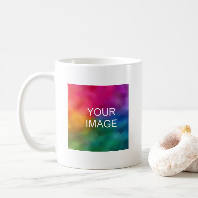 Modern Elegant Upload Your Photo Image Here Coffee Mug (With Donut)
