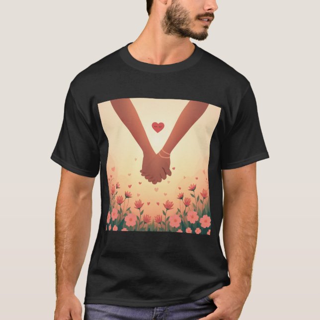 Modern Elegant Valentine’s Day Romantic Love Desig T-Shirt (Front)
