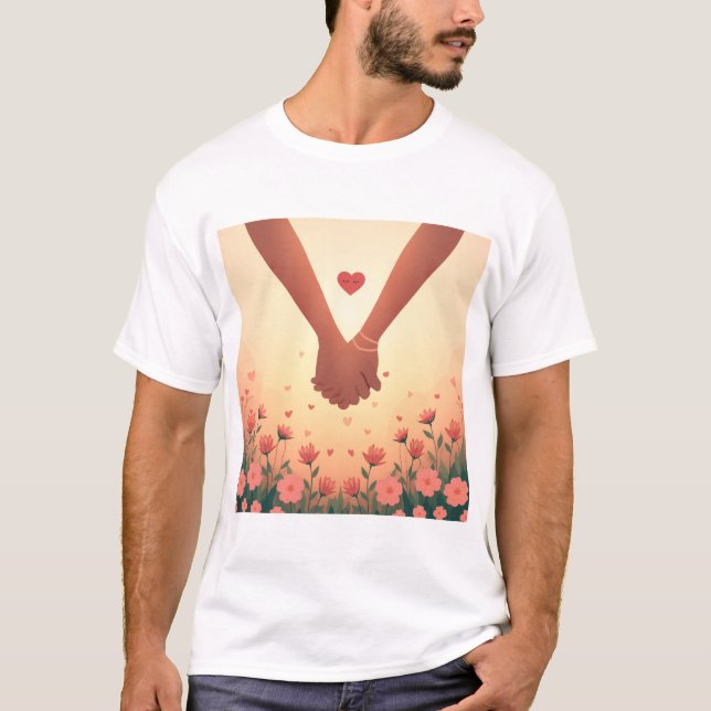Modern Elegant Valentine’s Day Romantic Love Desig T-Shirt (Front)