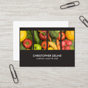 Modern Elegant Vegetables Photo Nutritionist Chef Business Card