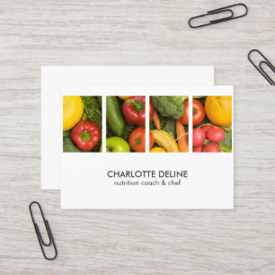 Modern Elegant Vegetables Photo Nutritionist Chef Business Card