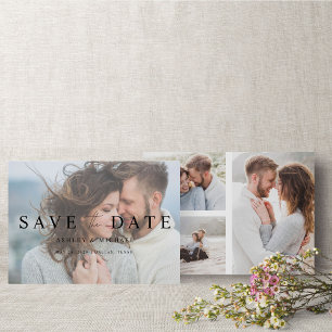 Modern Elegant Vellum Overlay 4 Photo Engagement Save The Date
