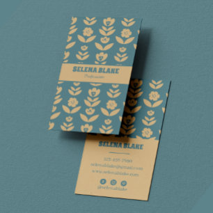 Modern Elegant Vertical Floral Design  Business Card