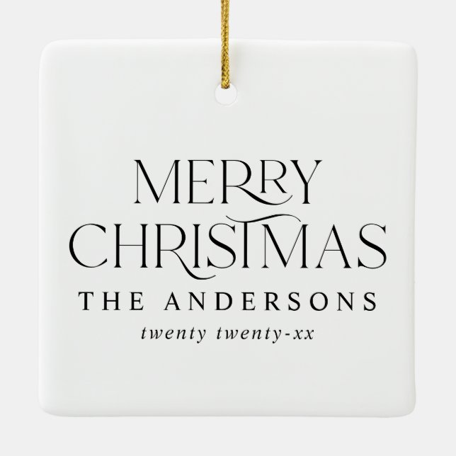 Modern Elegant Vintage Photo Christmas Ceramic Ornament (Back)