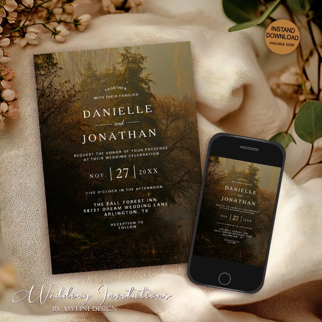 Modern Elegant Vintage Rustic Fall Wedding Invitation (Creator Uploaded)