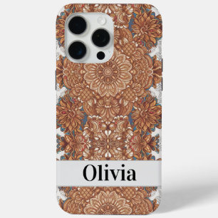Modern elegant vintage style flowers iPhone 15 pro max case