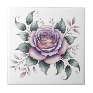 Modern elegant watercolor beautiful lavender rose tile