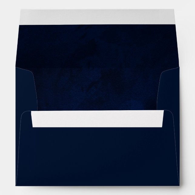 Modern Elegant Watercolor Blue Wedding Envelope (Back (Bottom))