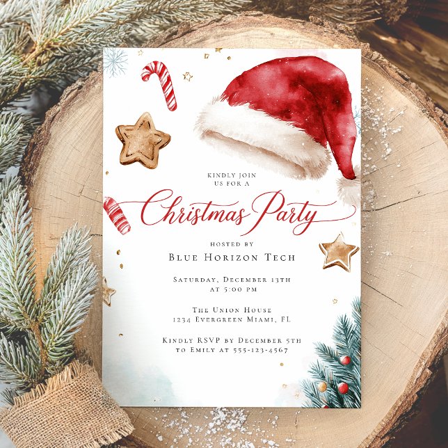 Modern Elegant Watercolor Christmas Party Invitation (Creator Uploaded)