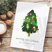 Modern Elegant Watercolor Christmas Pine Tree