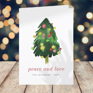 Modern Elegant Watercolor Christmas Pine Tree Holiday Card