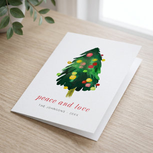 Modern Elegant Watercolor Christmas Pine Tree Holiday Card