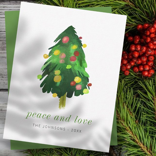 Modern Elegant Watercolor Christmas Pine Tree Holiday Card (Creator Uploaded)