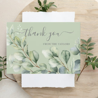 Modern Elegant Watercolor Eucalyptus Simple Thank You Card