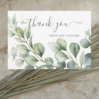 Modern Elegant Watercolor Eucalyptus Simple Thank You Card