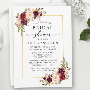Modern Elegant Watercolor Floral Bridal Shower Invitation