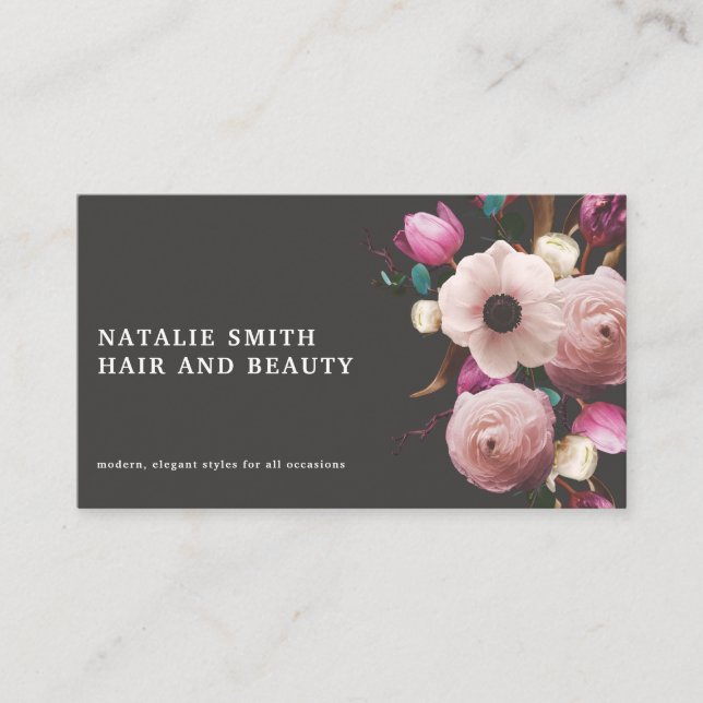 Modern elegant watercolor floral  business card (Front)