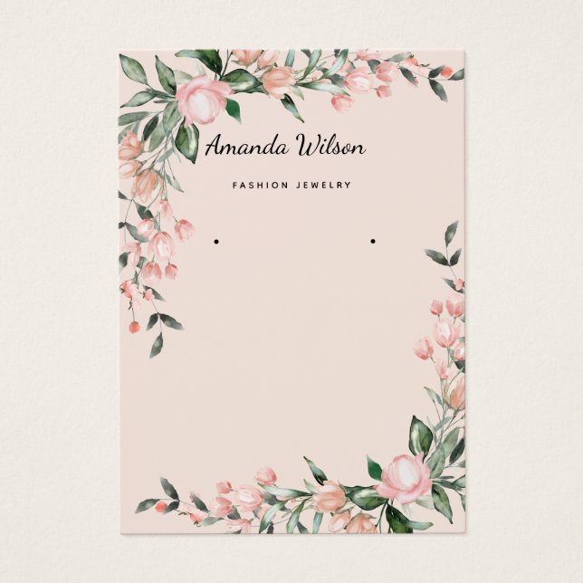 Modern Elegant watercolor floral display card  (Front)