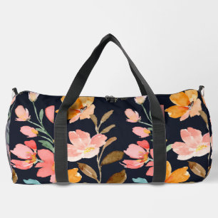  Modern Elegant Watercolor Flower Duffle Bag