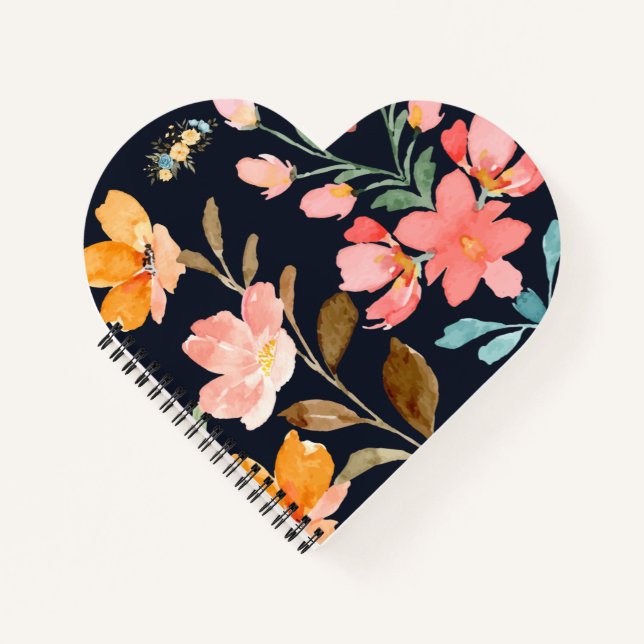  Modern Elegant Watercolor Flower Notebook (Front)