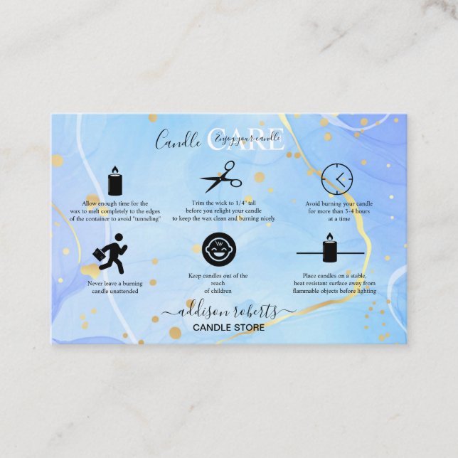 Modern Elegant Watercolor Green Candle Care Business Card (Front)