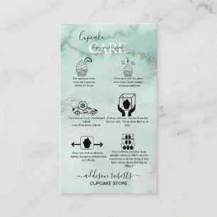 Modern Elegant Watercolor Green Cupcake Care   Bus Business Card