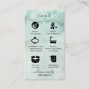 Modern Elegant Watercolor Green  Jewellery Care Bu Business Card