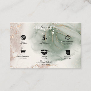 Modern Elegant Watercolor Green Jewellery Care  Business Card