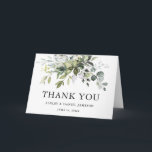 Modern Elegant Watercolor Greenery Wedding Folded Thank You Card<br><div class="desc">Modern Elegant Watercolor Botanical Greenery Wedding Thank You Folded Card includes eucalyptus leaves,  green botanical foliage,  dusty blue leaves and other beautiful botanical greenery.</div>